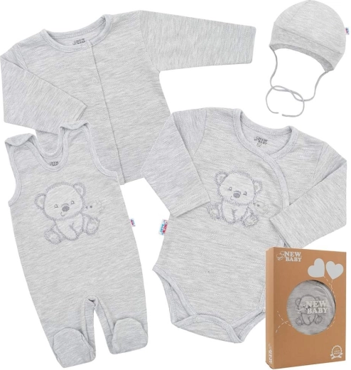 Startpakke til hospitalet New Baby Sweet Bear, grå, 4 dele