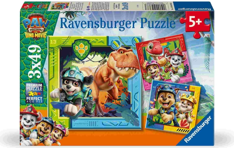 Ravensburger puslespil Paw Patrol: dinosaurfilm 3x49 brikker