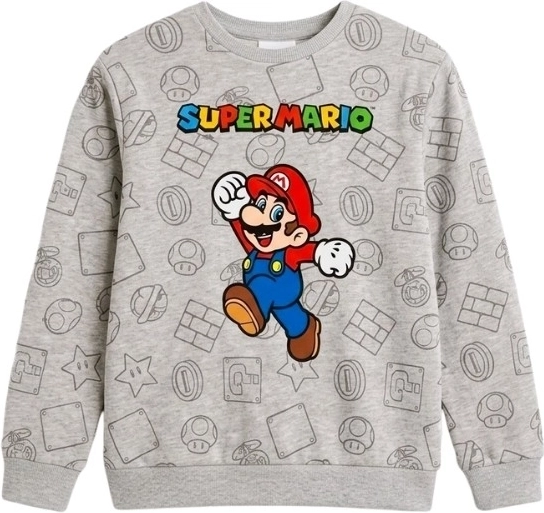 Grå hættetrøje med Super Mario