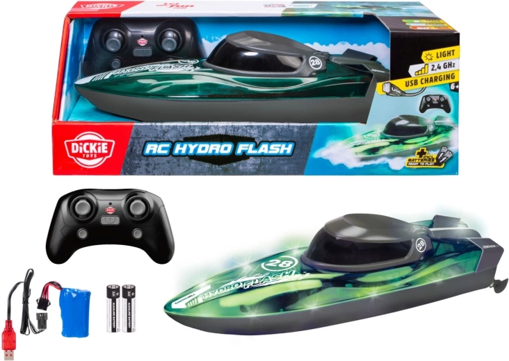 Fjernstyret båd Dickie Toys RC Hydro Flash med lys, 29 cm