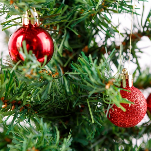 Sæt med julepynt til juletræet, rød, 17 stk.