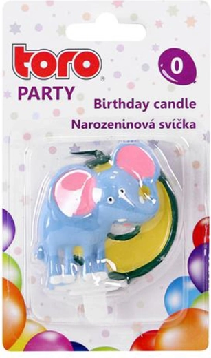 Kagelys tal 0 med elefant TORO 5 cm