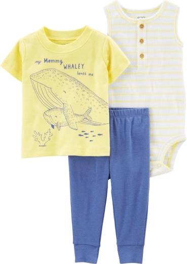 Carter’s 3-delt sæt til baby Yellow Ocean – T-shirt med korte ærmer, sweatpants og ærmeløs body