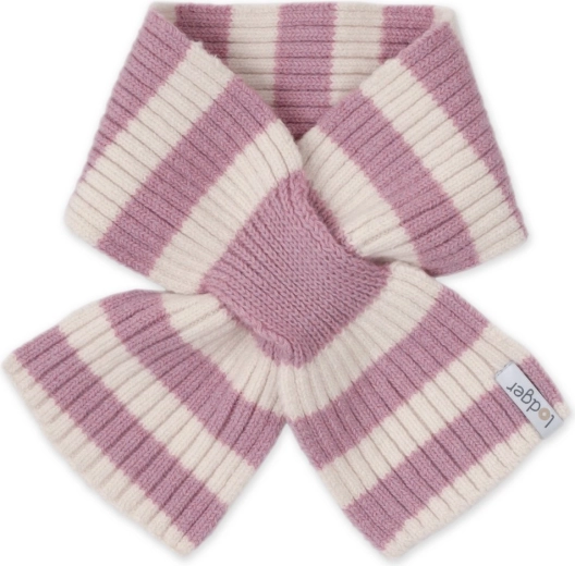 Lodger børne merinohalstørklæde stripe mauve - 1 stk.