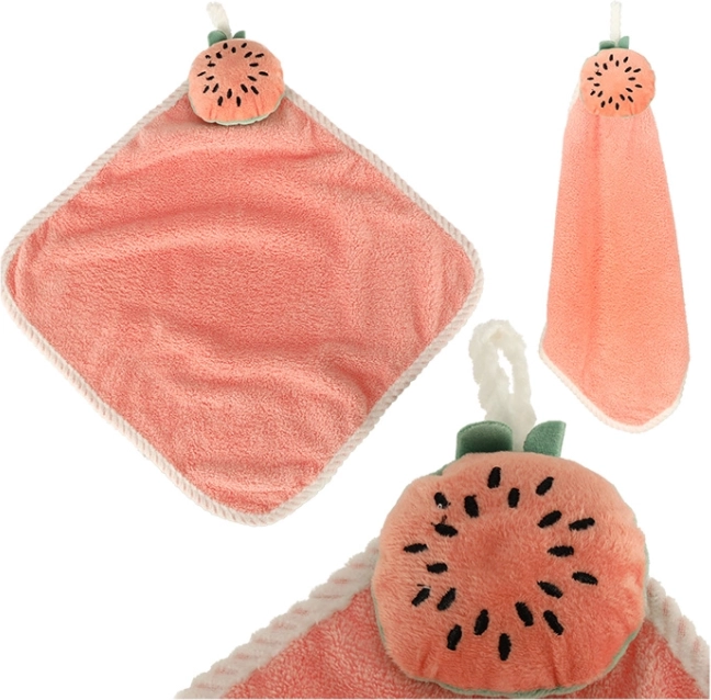 Børnehåndklæde til børnehave 30 × 30 cm – lyserød melon