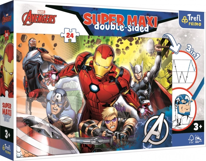 Super maxi puslespil, dobbeltsidet, 24 brikker – MARVEL AVENGERS