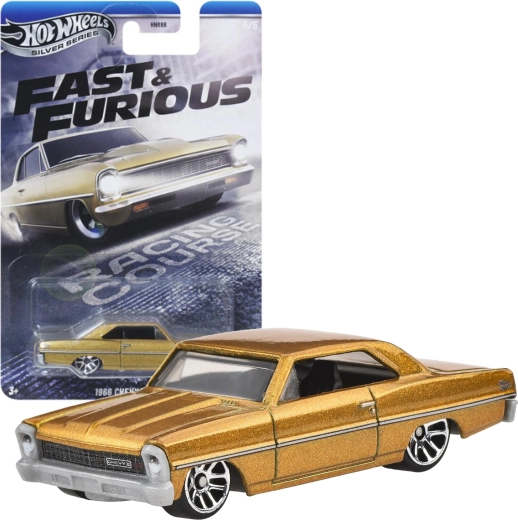 Hot Wheels Fast & Furious 1966 Chevy Nova gul bil 1:64, 7,5 cm