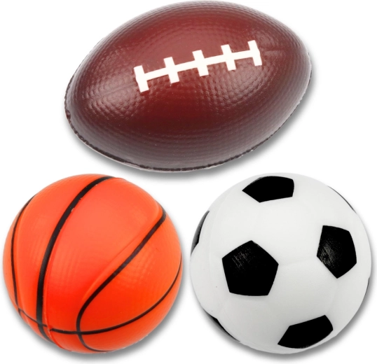 Sæt med skumgummibolde – fodbold, basketball og rugby, 3 stk.