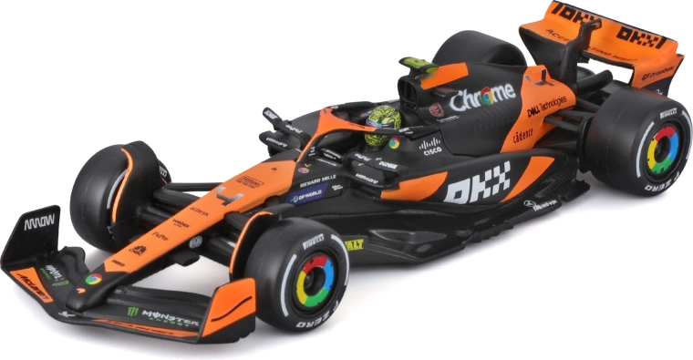 Metalmodel bburago 1:43 mclaren mcl38 2024 #4 lando norris med kører i præsentationsæske