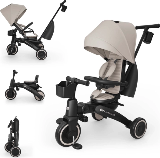 Kinderkraft JAZZ 3 sammenklappelig trehjulet cykel beige