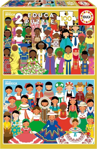 Educa puslespil Piger fra Amerika og Afrika 2×100 brikker