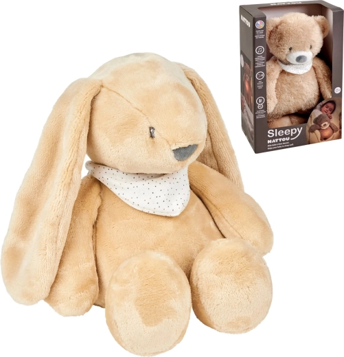 NATTOU plys-sovedyr med lys og grådsensor Sleepy Bunny pale brown