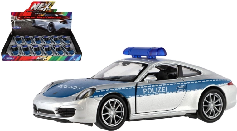 WELLY politibil Porsche 911 Carrera S med tilbagetræksfunktion