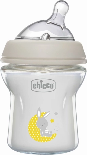 Chicco sutteflaske Natural Feeling i glas 150 ml antikolik, neutral, fra 0 måneder