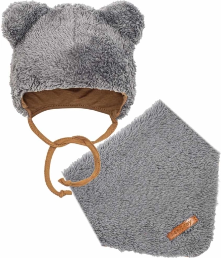 Vinter babysæt med hue og tørklæde New Baby teddy bear grå