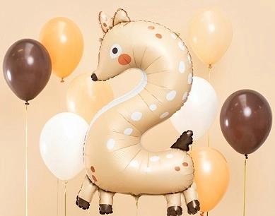 Folie-fødselsdagsballon tal 2 med rådyrmotiv
