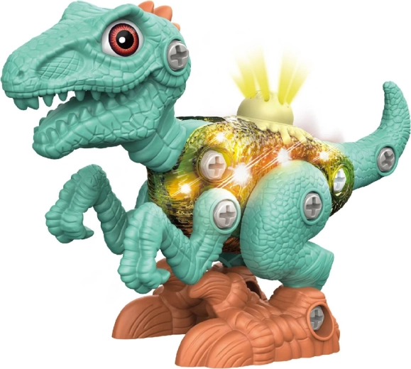 Skruedinosaur med lys og lyd - 1 stk.