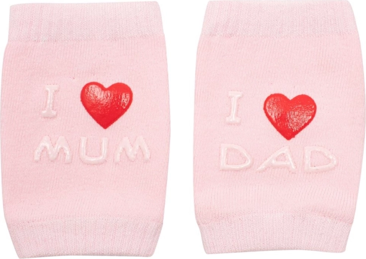 Børneknæbeskyttere med ABS I love mum & dad – lyserøde