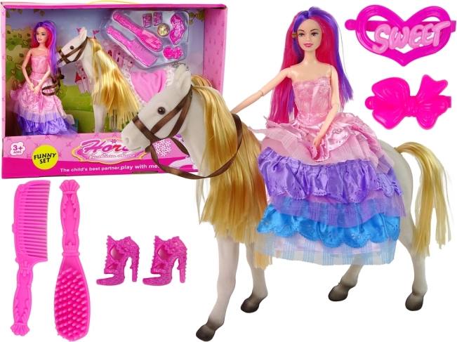 Marionet prinsesse med hvid hest