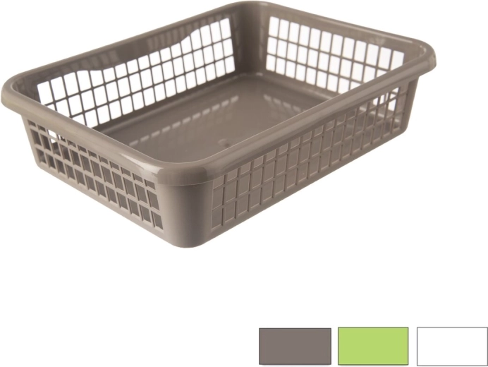 Opbevaringskurv i UH-plast 25,5 × 19,5 × 6,5 cm, mix farver
