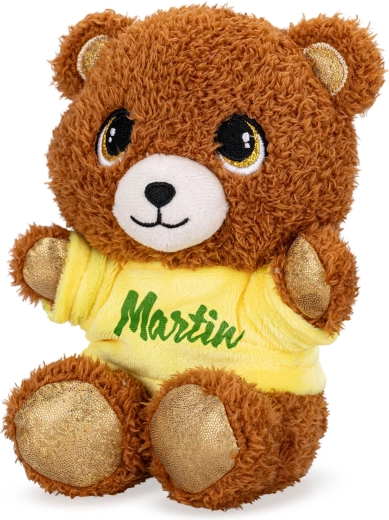 Plysbamse 17 cm i T-shirt med tryk