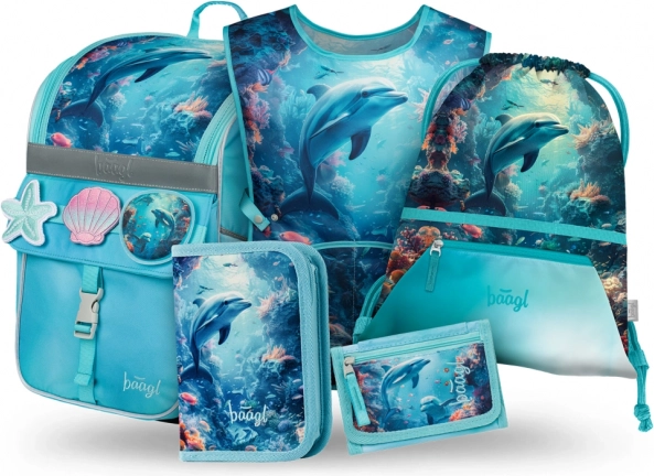 Baagl sæt af skolemateriel Zippy Delfin