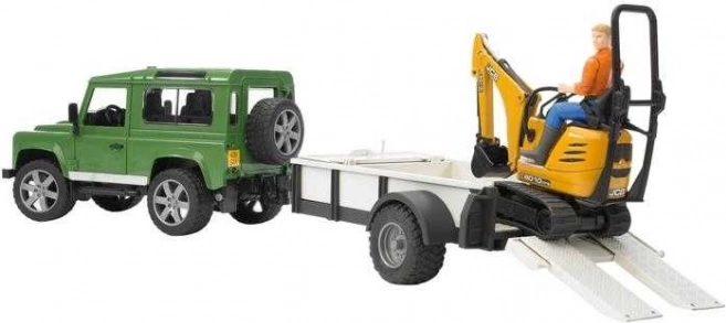Legetøjssæt Bruder SUV og JCB minigraver med trailer