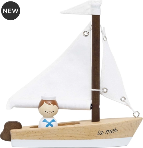 Træsejlbåd med kaptajn fra Le Toy Van
