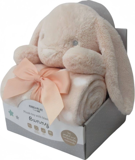 Freeon free2play plys-kanin med tæppe bunny peach - 1 stk.