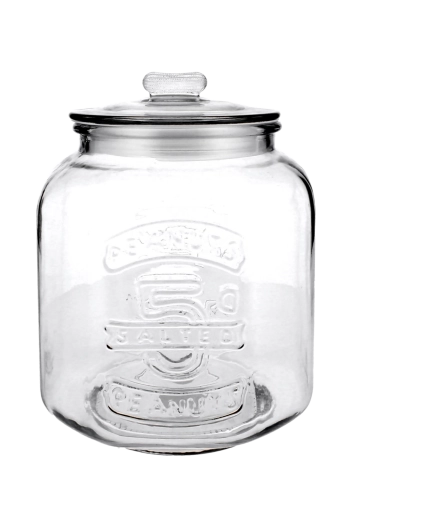 Glaskrukke 3,4 l med glaslåg og skrift