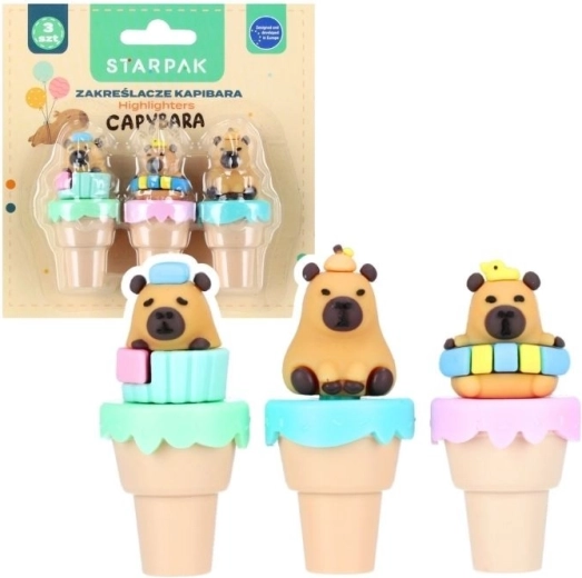 Mini overstregningstusser Capybara (sæt med 3 stk.)