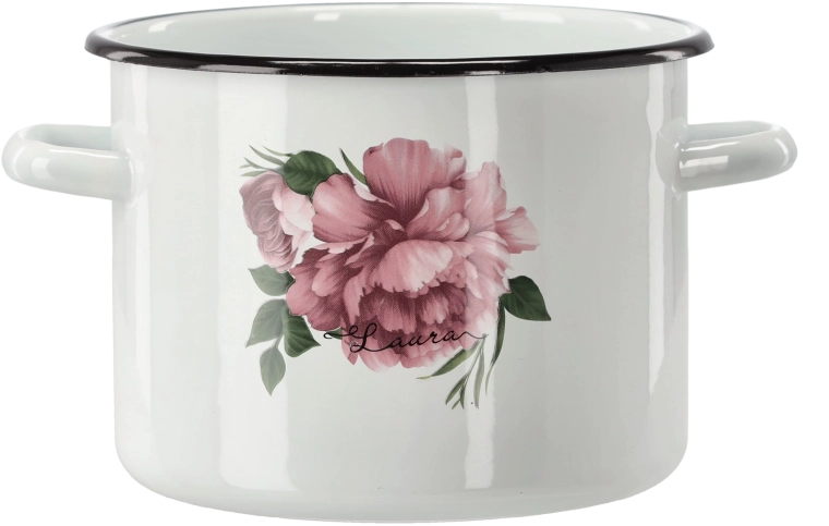 Emaljeret gryde 4,5 l, 20 cm, hvid, Pæon Laura