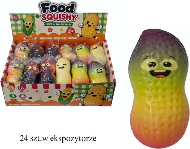 Antistress squishy fidget i form af en jordnød - 1 stk.