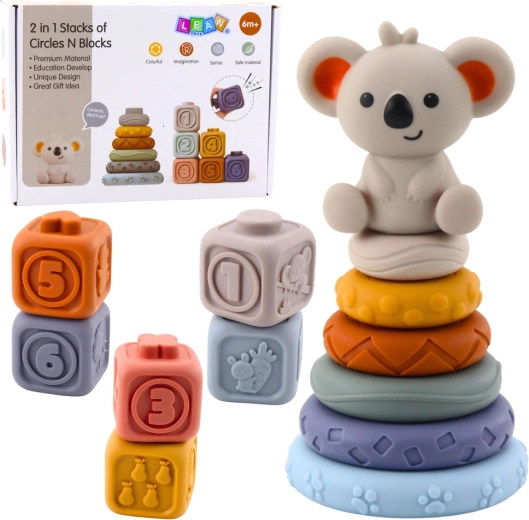 Sensorisk tårn og bløde silikoneklodser koala 13 dele