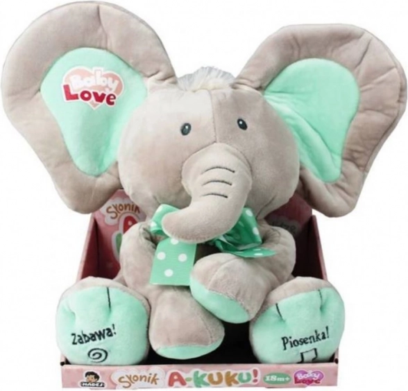 Interaktiv maskot elefant A Kuku beige og mint 24 cm