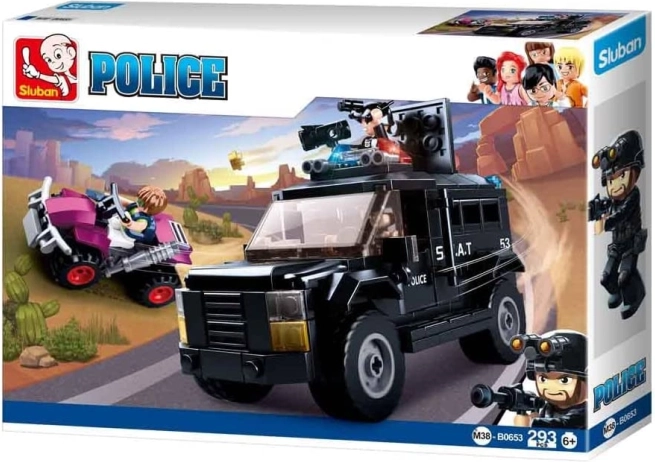 Sluban politiets SWAT‑vogn med ATV og figurer