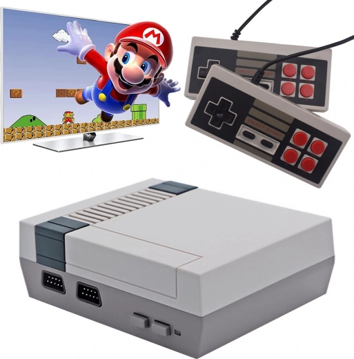 retro mini spillekonsol med 620 indbyggede spil og 2 controllere