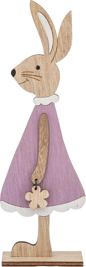 Figur af fru kanin i lilla velourkjole, 22,5 cm