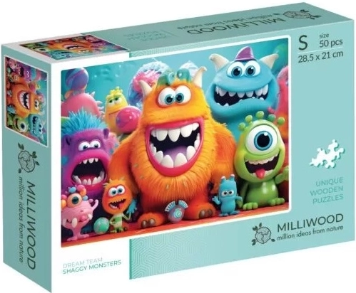 Milliwood DreamTeam Shaggy Monsters træpuslespil med 50 brikker