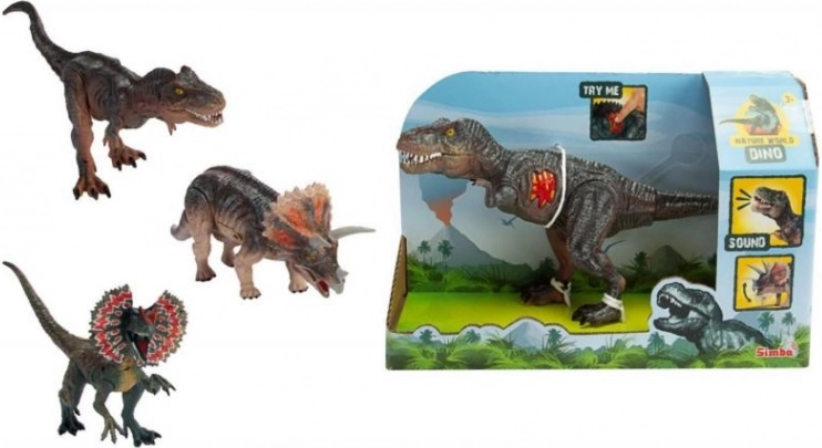 Lyd-dinosaur - T-Rex, Triceratops, Dilophosaurus
