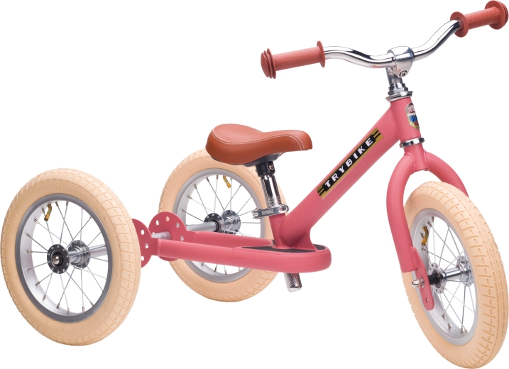 Trybike børneløbecykel 2i1 trehjulet/balancecykel mat rosa