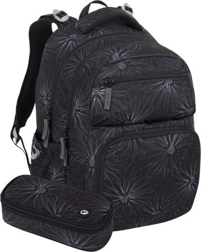 Bagmaster Zipster 25 studentsæt – sort med hvide blomster