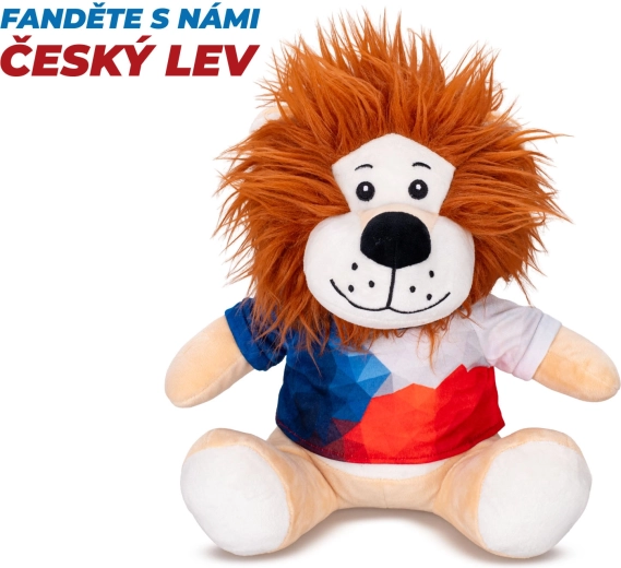 Plyslejon 25 cm siddende med T-shirt