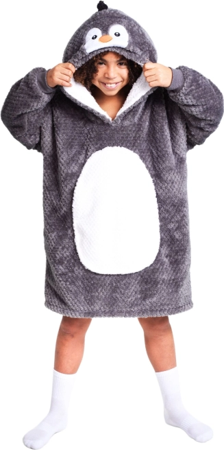 Varmt hoodie-tæppe med hætte til børn 7–12 år, pingvin COZY NOXXIEZ