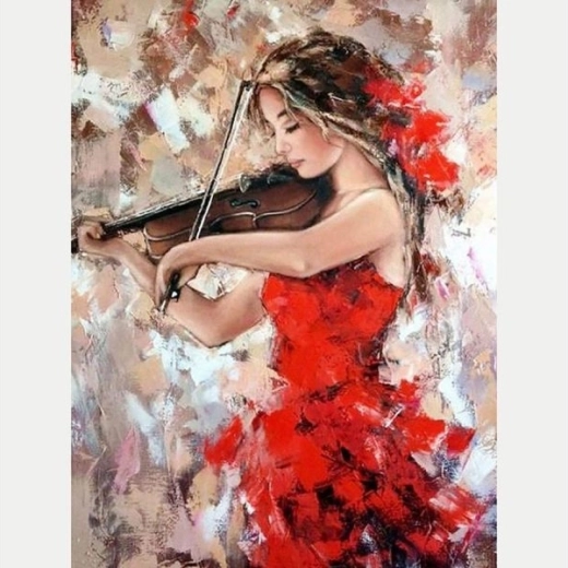 Diamantmaling – violinspil 30 × 40 cm