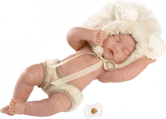 Llorens nyfødte realistiske babydukke - sovende pige med helkrop i vinyl - 31 cm