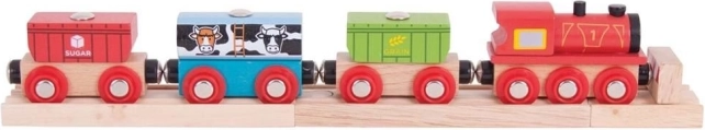 Trætog med fødevogne Bigjigs Rail