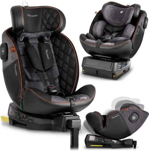 Autostol Nukido Prestige Line drejelig 0–36 kg i-Size ISOFIX sort-grå