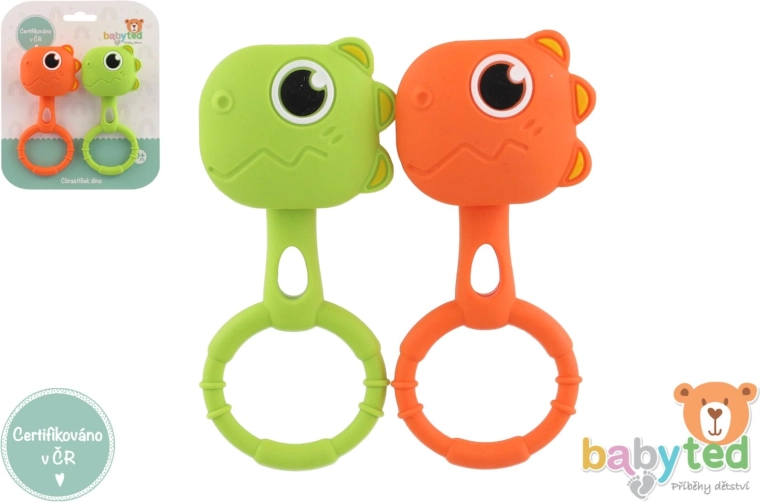 silikone rangle og bideringe dino 2 stk babyted