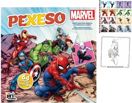 Pexeso i hæfte MARVEL – 64 kort, 21,5 × 21,5 cm